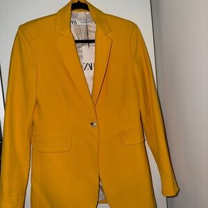 Zara Mustard Yellow Single-Button Blazer